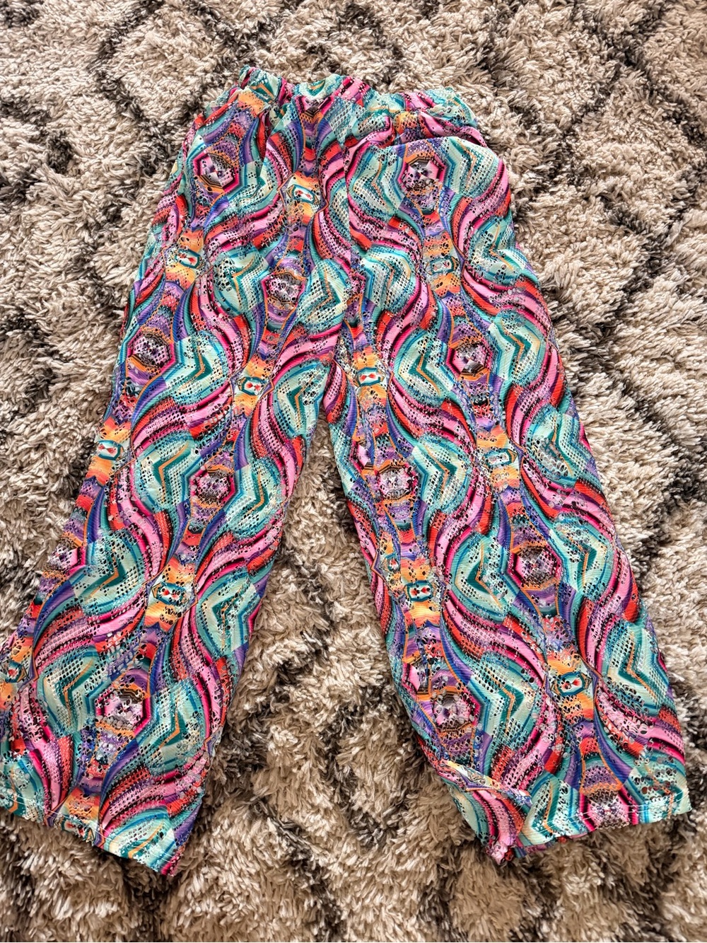 India Boutique Bright Multicolor Wave-Print Pants/bathing suit coverup